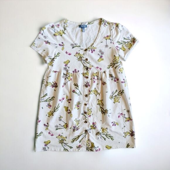 ModCloth Easy Days Button Front Short Sleeve Babydoll Mini Dress Women's Sz M - Picture 3 of 14